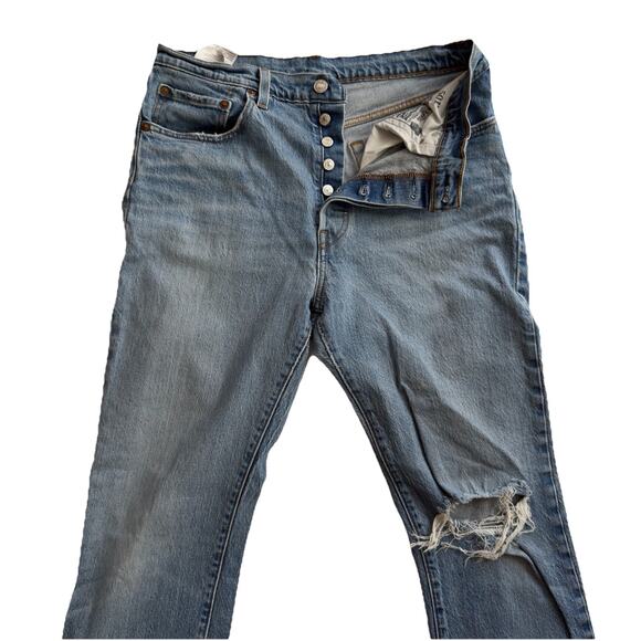 Levis 501 Premium Jeans Womens 31x30 Blue Straight Leg Button Fly Boho Country - Picture 1 of 7